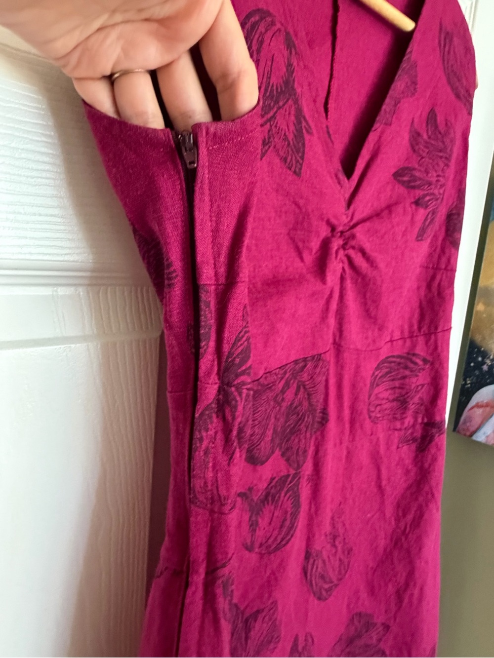 Smoking Lily Fuchsia Pink Linen Dress - Picture 3 of 11